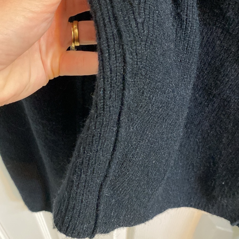 Free People Saffron Open Back Sweater Womens Medium Black Square Neck Ribbed - Picture 4 of 7